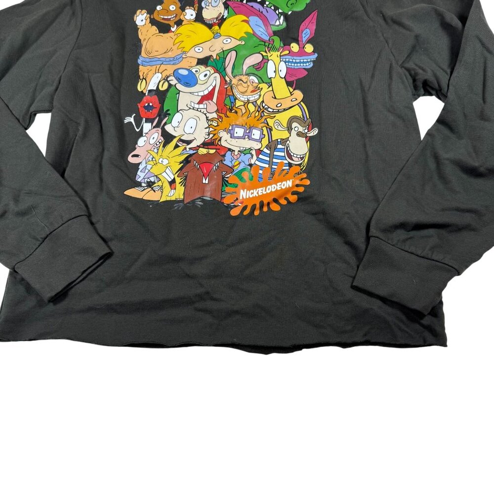 Nickelodeon Long-Sleeve Shirt 90's Characters Black Crewneck Raw Hem Adult L - Picture 5 of 13